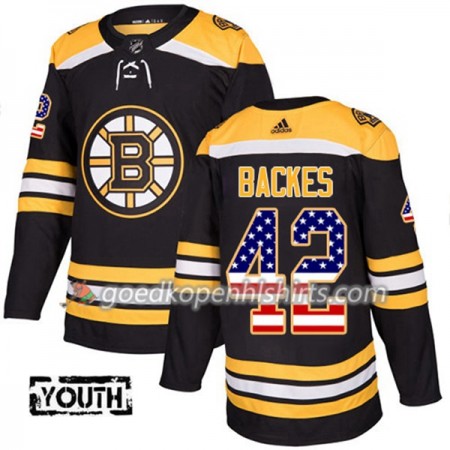Boston Bruins David Backes 42 Adidas 2017-2018 Zwart USA Flag Fashion Authentic Shirt - Kinderen
